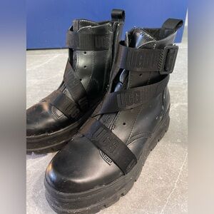 UGG Black Leather Chelsea Boots, Size 8